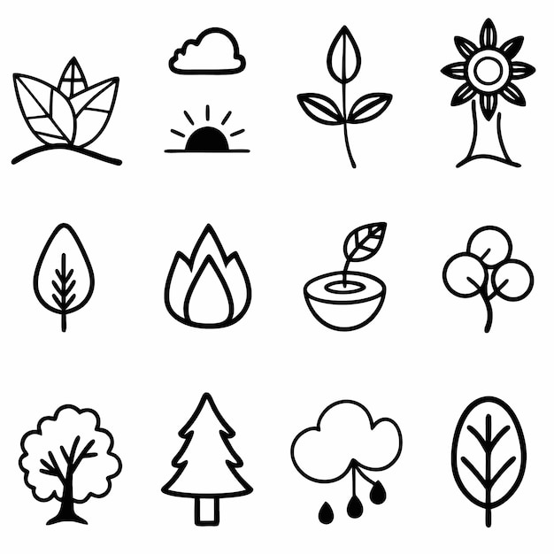 A set of natural icon vector illustration
