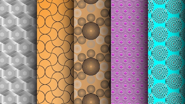 a set of patterns with circles and dots