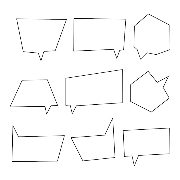 A set of rectangular dialog bubbles Doodle vector illustration