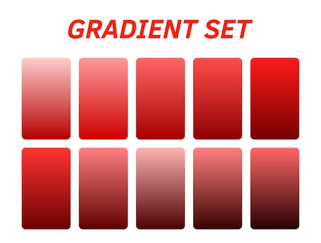 a set of red squares with different colors and the word gradient