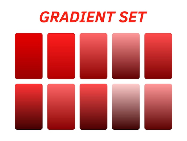 a set of red squares with different colors and the word gradient