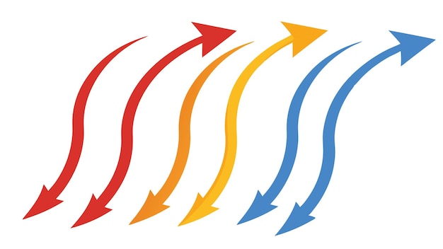 a set of right left up down colorful vibrant arrows in vector illustration flat geometric abstract