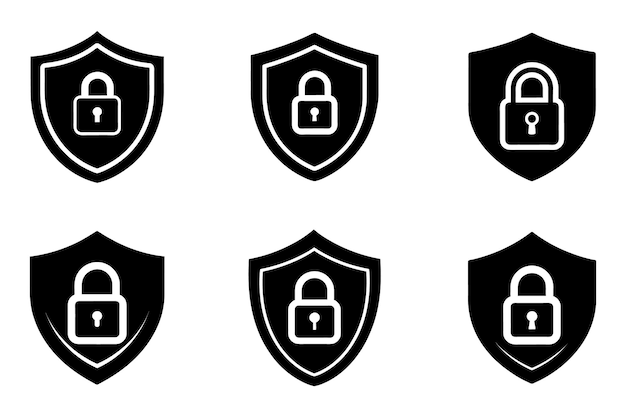 A set of security outline icon set on white background
