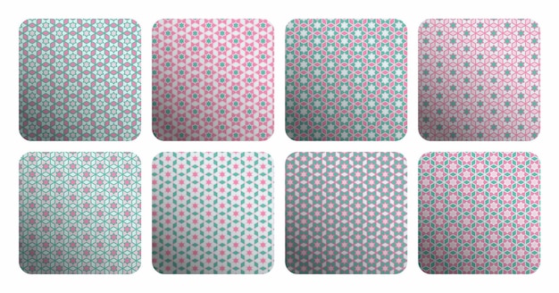 A set of squares with different colors and shapes.