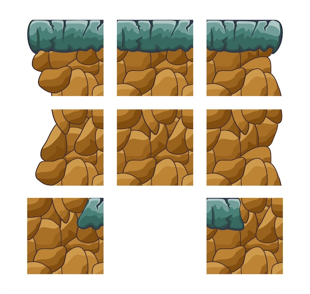 a set of tile set for creating 2d game wall and background
