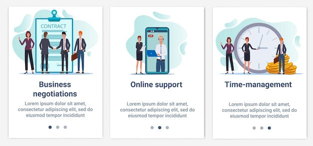 a set of ui and ux interface business negotiations online support and time management