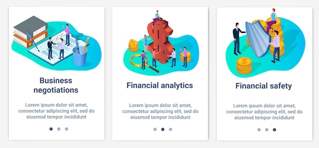 a set of ui and ux interfaces business negotiations financial analytics and security