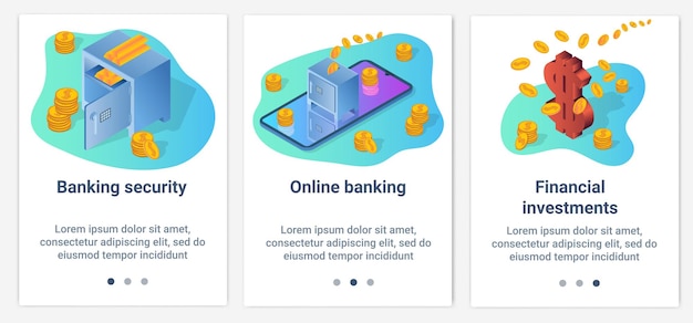 a set of ui and ux interfaces for the user interfacesecure online banking and financial investments