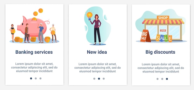 a set of ui and ux interfaces the theme is banking service a new idea and big discounts