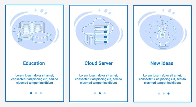 A set of UI and UX interfaces The topic is Education Cloud Server and New Ideas
