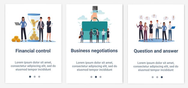 a set of ui and ux interfaces topic financial control business negotiations q
