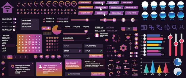 A set of UI components for mobile apps and websites Includes buttons panels menus sliders and charts