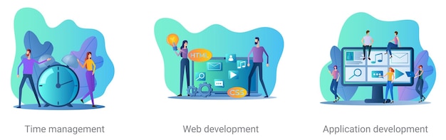 a set of vector illustrations on a business topic time management web development