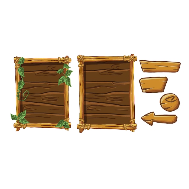 A set of wooden dice buttons for the menu Digital painting illustration