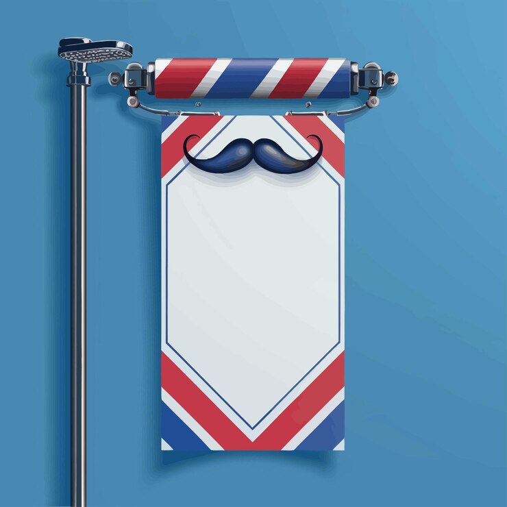 Vektör a sign with a mustache and a blue background with a red white and blue ribbon