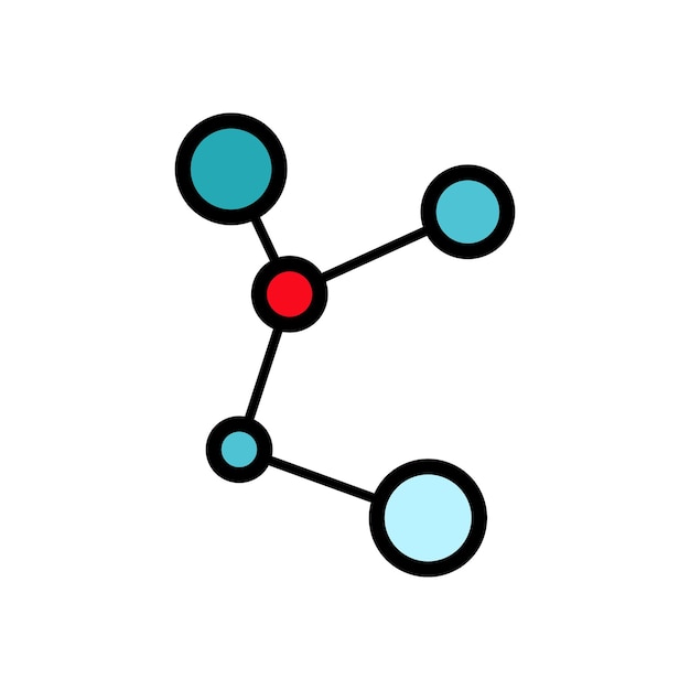 a simple abstract scientific chemical diagram of the structure of a molecule with atoms