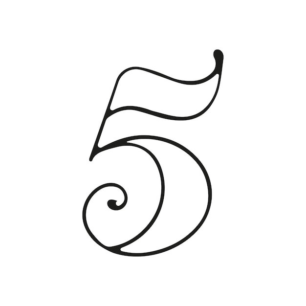 A simple number five with a curved line