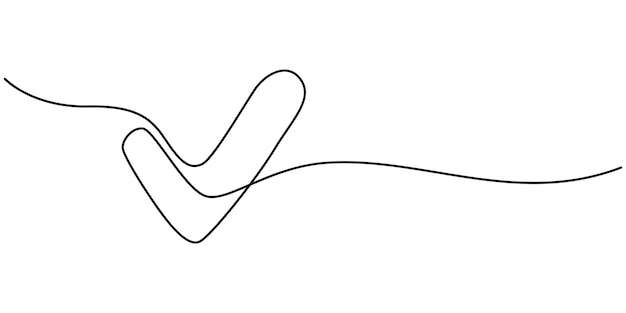 A single line drawing of a tick Continuous line tick icon One line icon Pro Vector