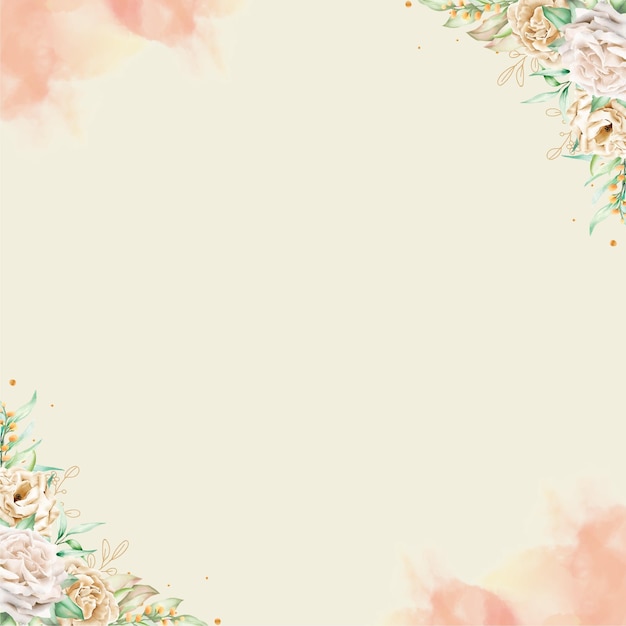 A soft and elegant floral background with a yellow base Delicate flowers and leaves adorn