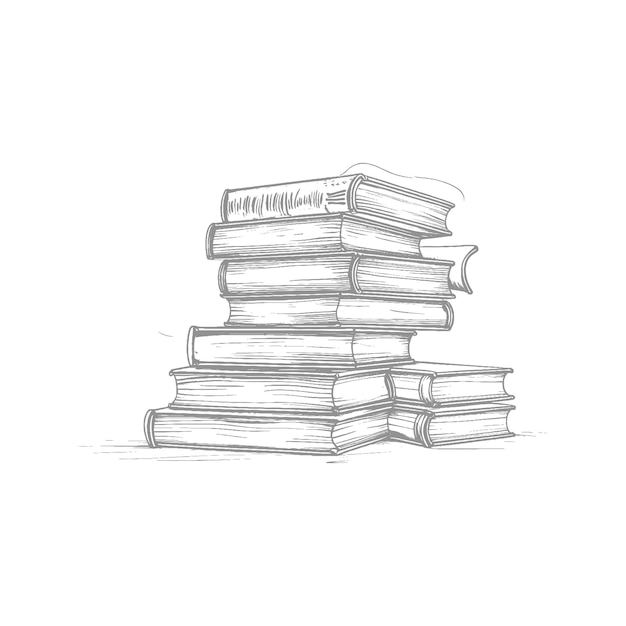A Stack of Books Handdrawn Sketch Depicting Education and Literature