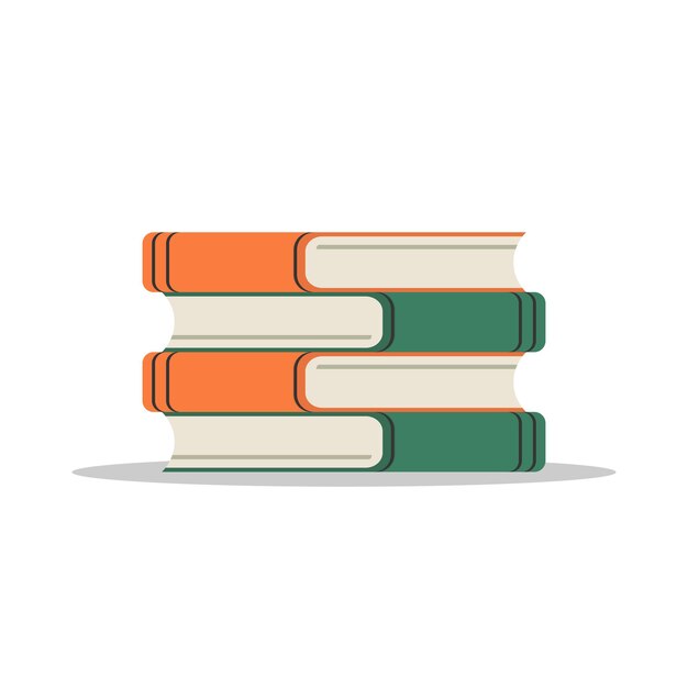 a stack of books with the green and orange on the top