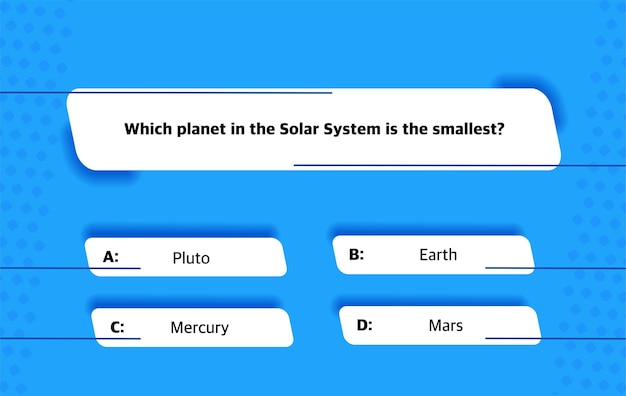A template of questions and answer options for a quiz on a blue background Test exam questions