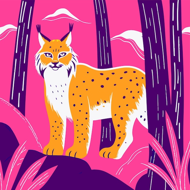 a tiger is standing in the grass and has a purple background