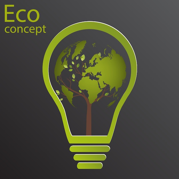 A tree a map of the world bulb