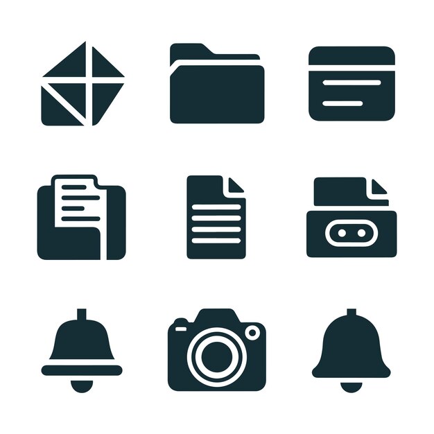 A vector illustration of a set of silhouette icons on a white background