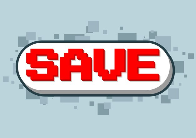 a vector illustration of pixel computer game save text screen