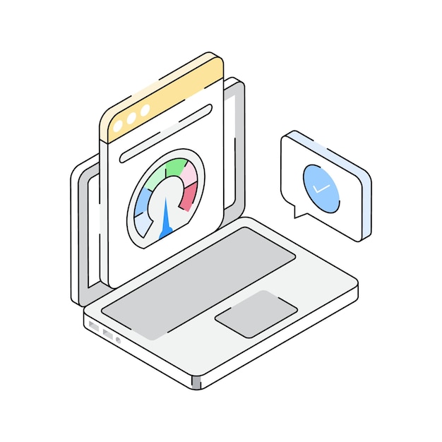 A visually appealing isometric icon showing web performance metrics