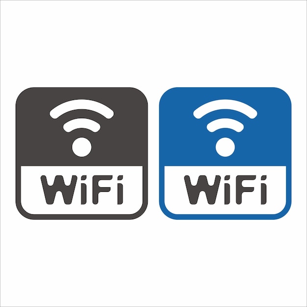 a white and blue logo with a wifi symbol and a wifi logo