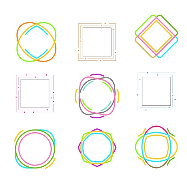 a white background with a colorful circle and a frame with a circle around it