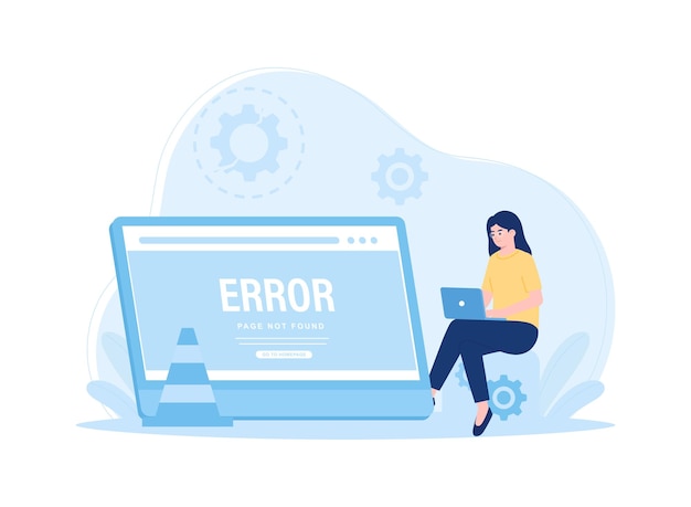 A woman is checking a device for repairs trending concept flat illustration