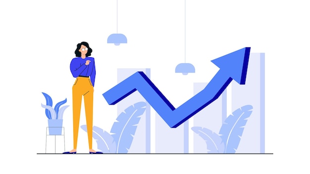 A woman is explaining about business increase
