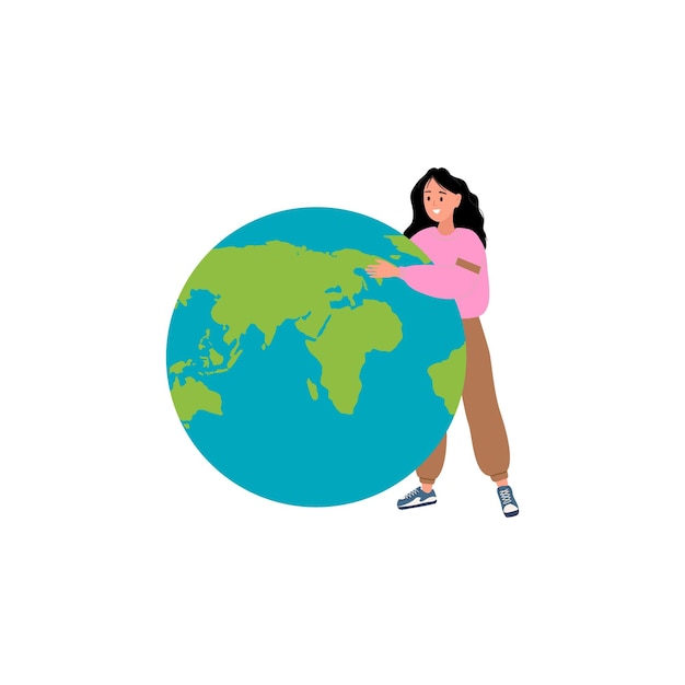 a woman standing on a globe with a picture of a woman holding a globe