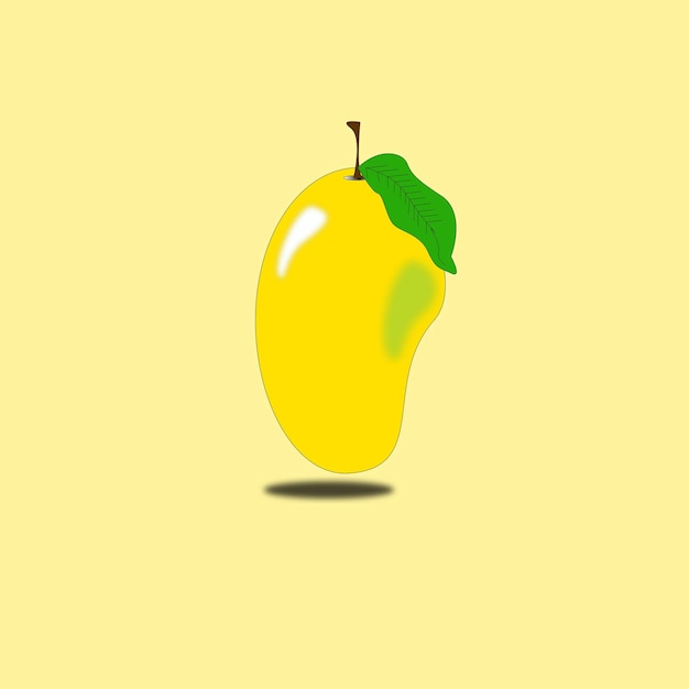 a yellow apple with a green leaf on it