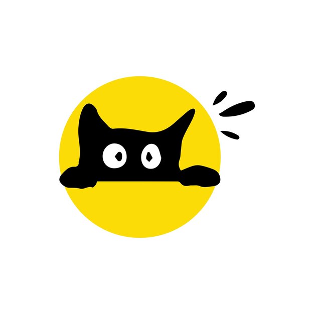 a yellow circle with a black cat on it