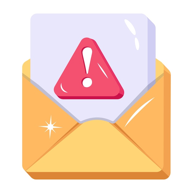 A yellow envelope with a red warning sign on it.