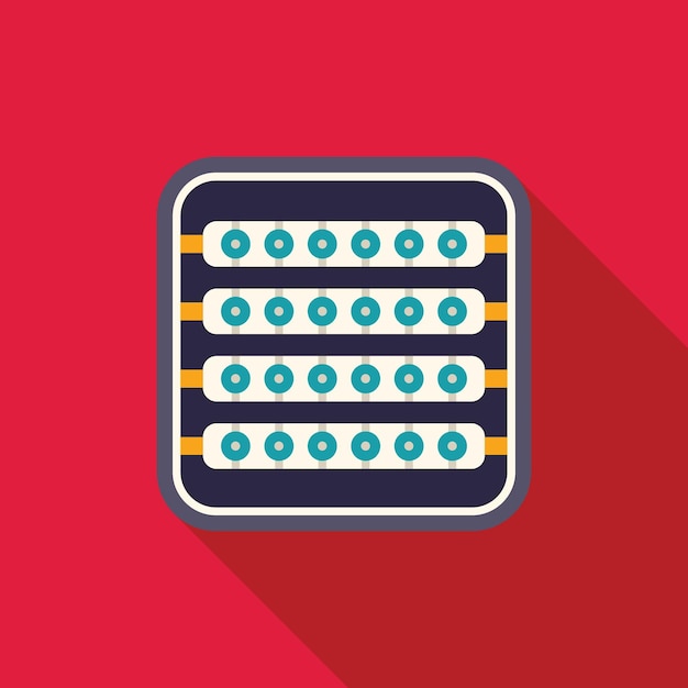abacus showing long shadow on red background for business finance concept