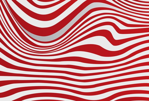 Abstract 3D background with red and white distorted lines