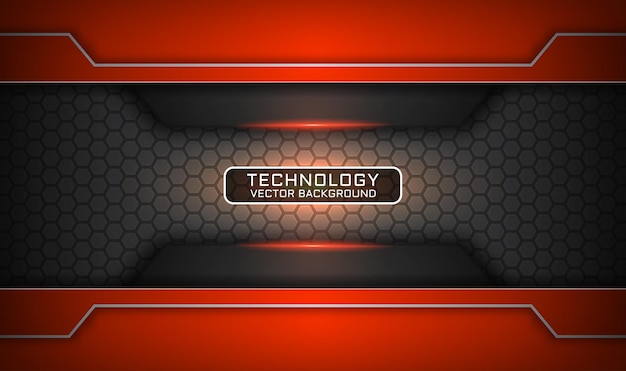 abstract 3d grey and orange technology background, overlap layer with light effect