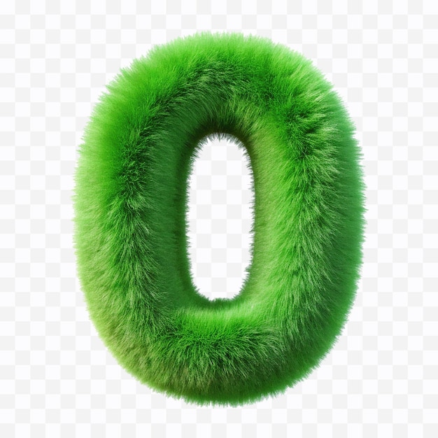 abstract 3d hairy fluffy font number 0 in different color style isolated on transparent background