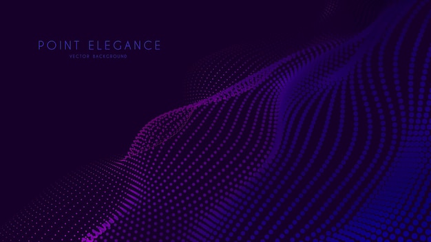 Abstract 3d particle violet wave mesh in cyber technology style