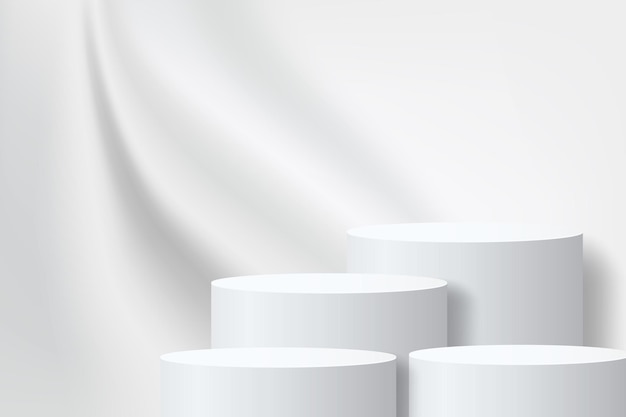 abstract 3d podium with smooth fabric floating pedestal mockup minimal scene empty stage