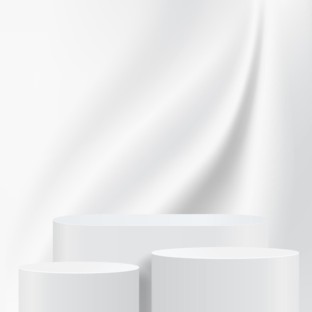 abstract 3d podium with smooth fabric floating pedestal mockup minimal scene empty stage