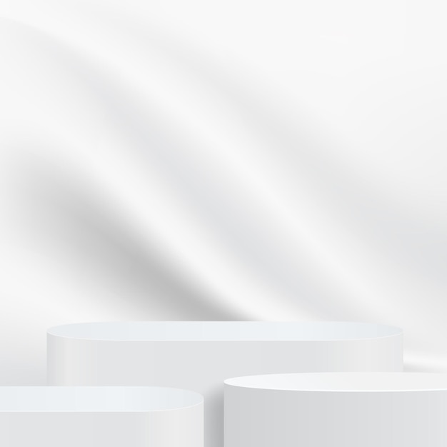 abstract 3d podium with smooth fabric floating pedestal mockup minimal scene empty stage