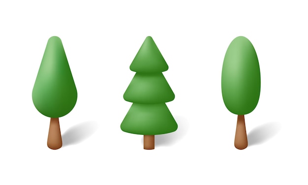 Abstract 3d trees Volumetric vector image of plants
