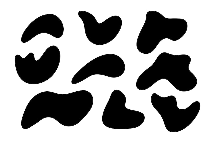 Vektör abstract amoeba shapes black hand drawn illustrations to create stylish trendy modern design