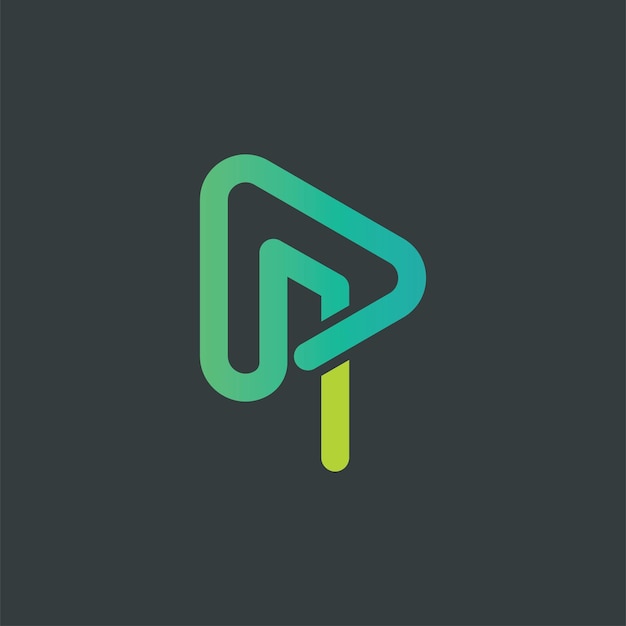 abstract ap letter triangle and play button icon vector concept design template